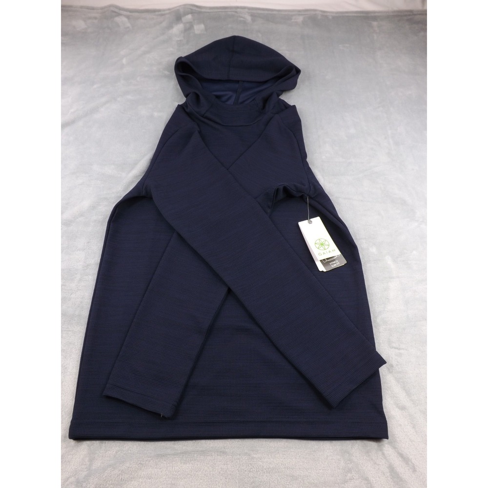 Gaiam Cozy & Cool LS Hoodie NWT Women's Sz Small Slim Fit Navy Heather Pullover